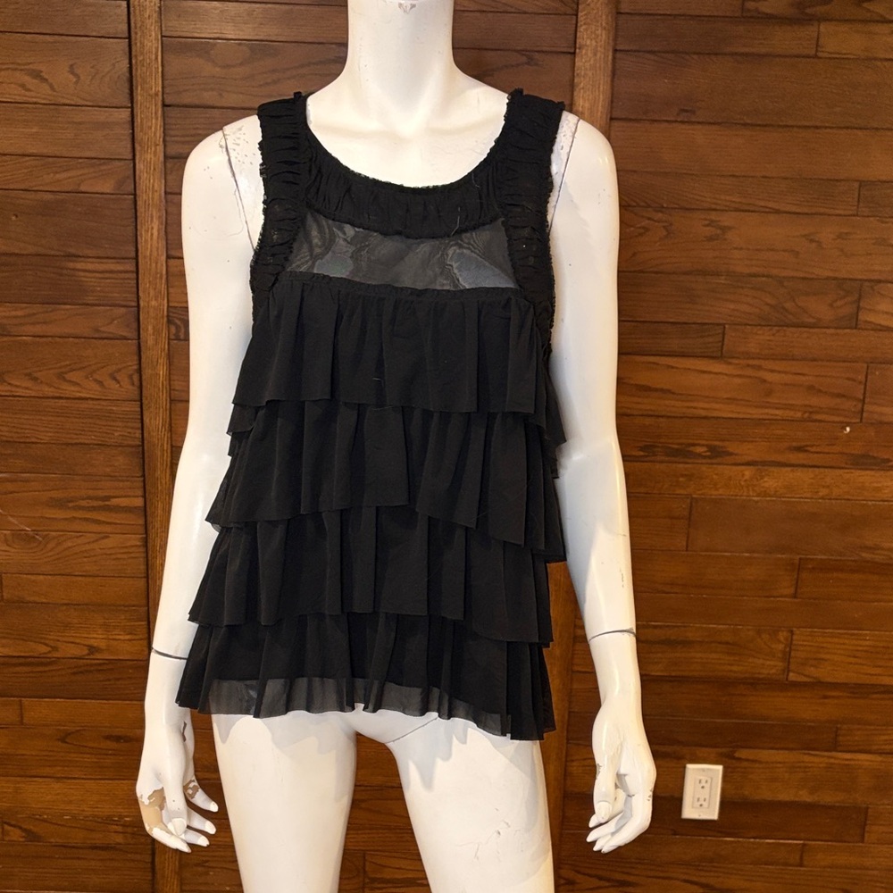 Express Black Ruffle Sleeveless Top